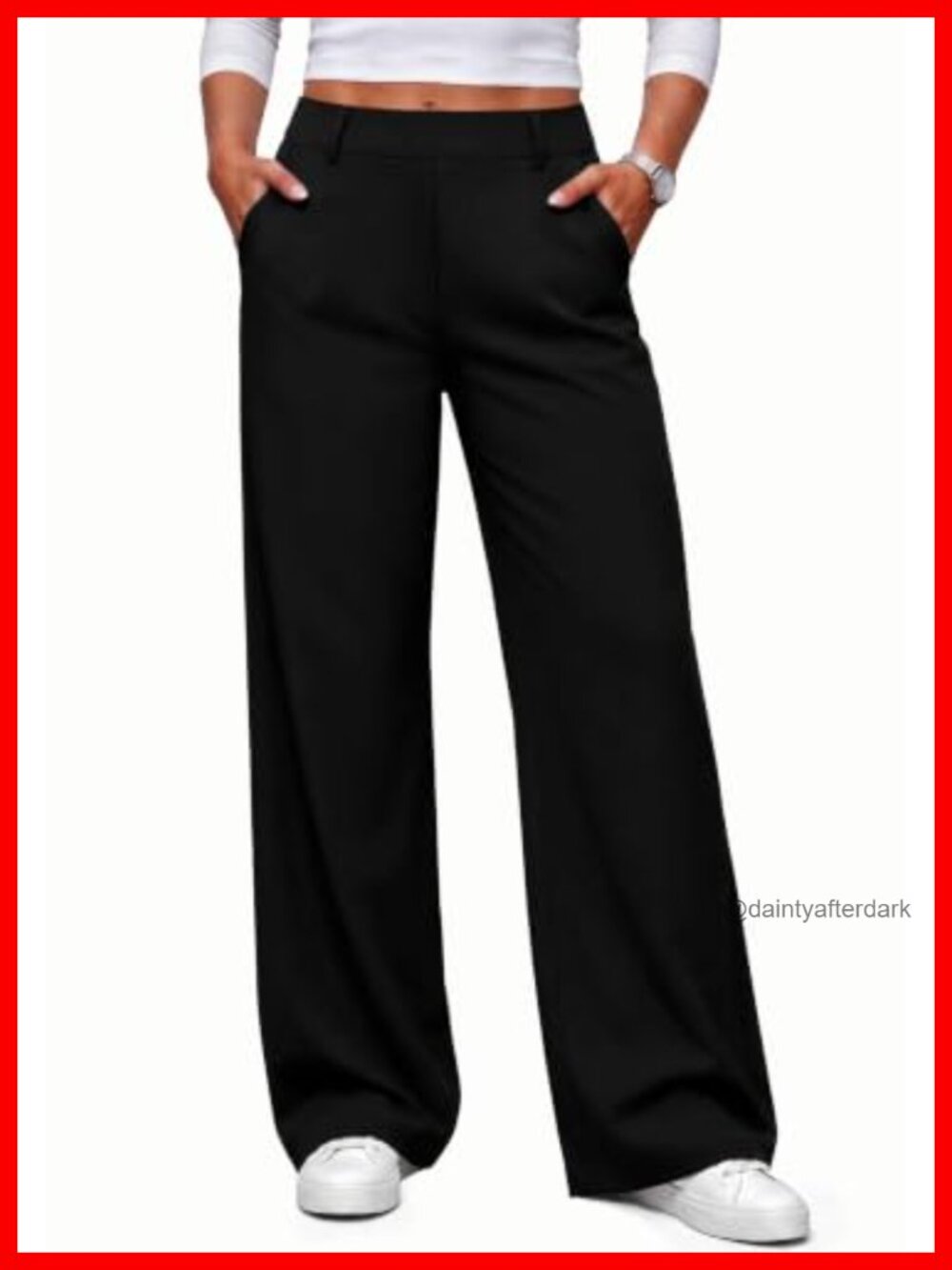 Sampeel Wide Leg High Waist Pull On Business Casual Trousers